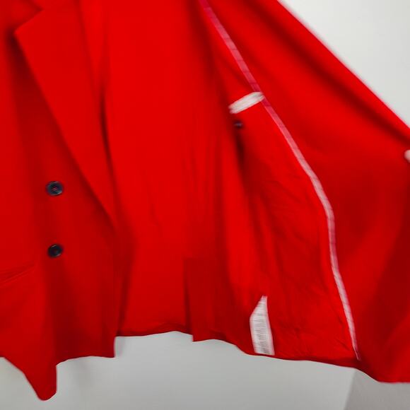 Anthropologie Maeve Double‎ Breasted Blazer Women 4 Red Oversized Preppy Boho - Picture 7 of 11